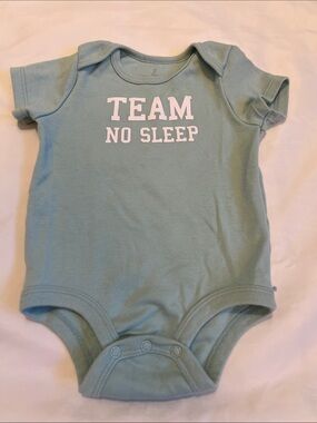 “Bundle 10/$13” Lullaby Lane 3-6M  'Team No Sleep' Light Sage baby bodysuit